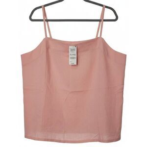 Womens xl blush pink linen blouse square neck tank shirt state of day